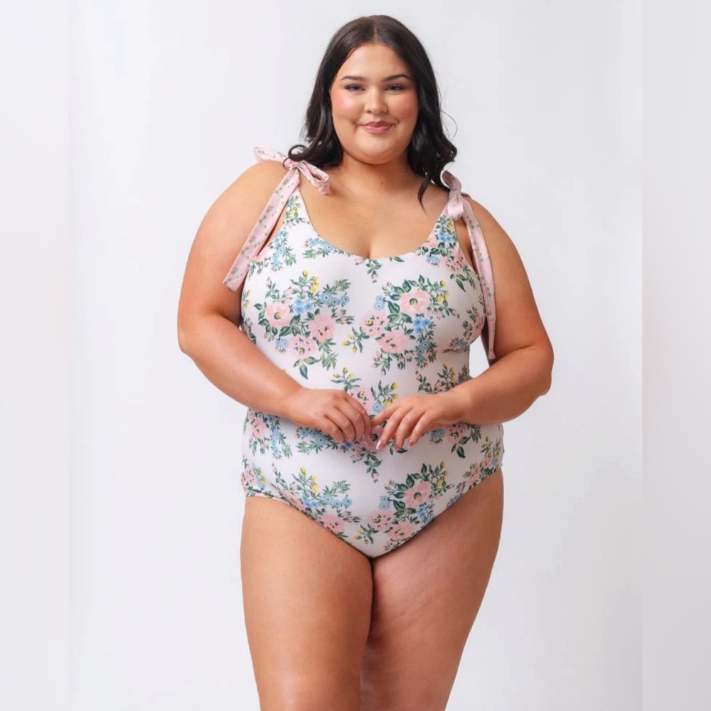 NWT Lime Ricki CLAUS SHOULDER TIE V-NECK ONE-PIECE SWIMSUIT